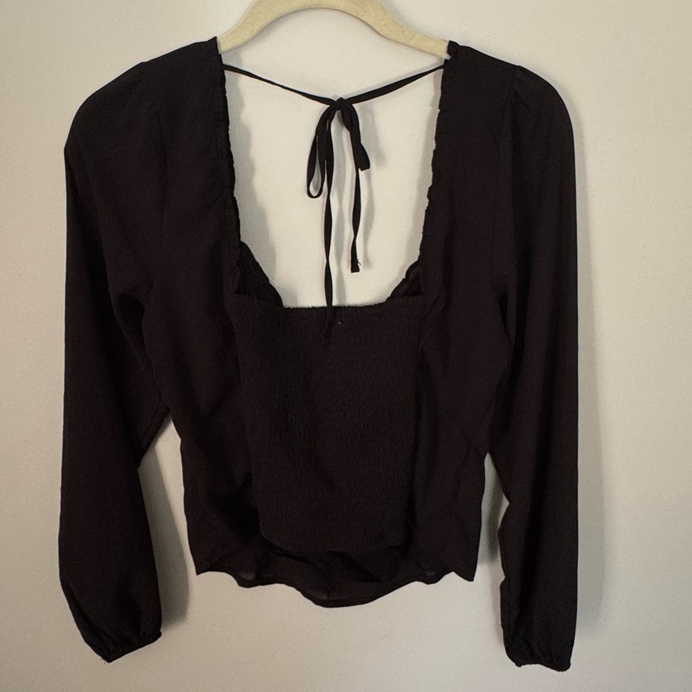 Abercrombie & Fitch Black Tie Blouse - Picture 2 of 4
